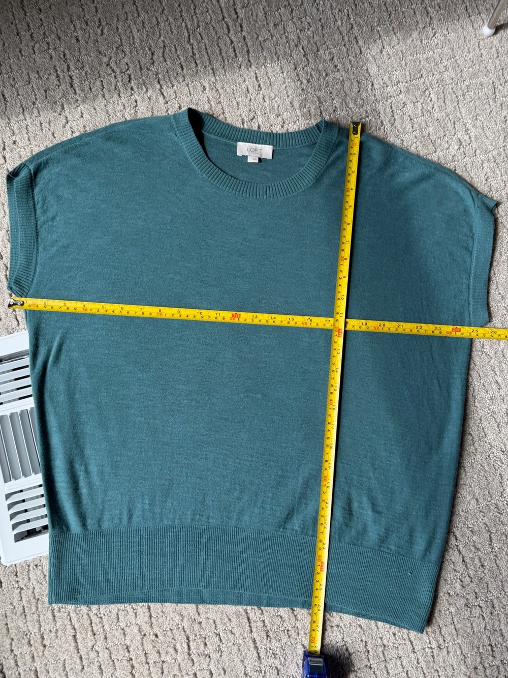 LOFT Teal Crew Neck Short-Sleeve Sweater - Picture 6 of 7